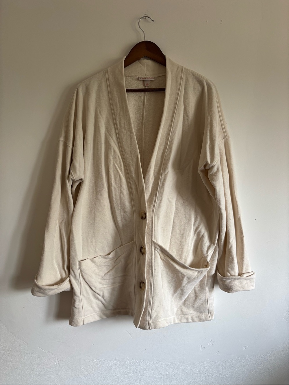 Knox Rose oversized Cream Button-Up cardigan